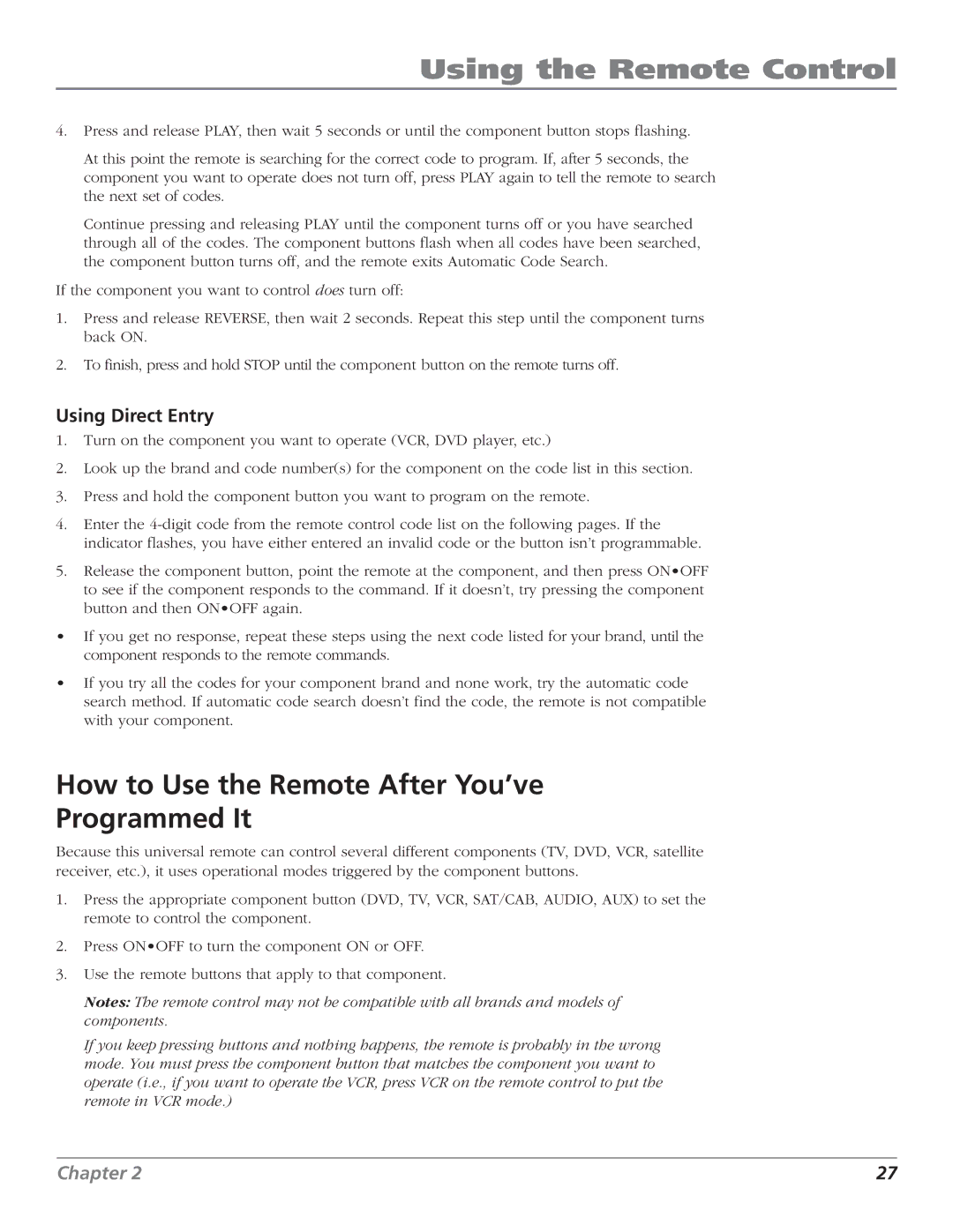 RCA HD61LPW52 manual How to Use the Remote After You’ve Programmed It, Using Direct Entry 