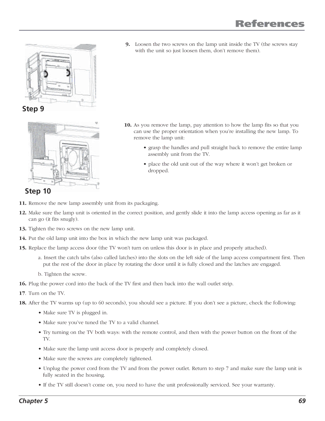 RCA HD61LPW52 manual References 