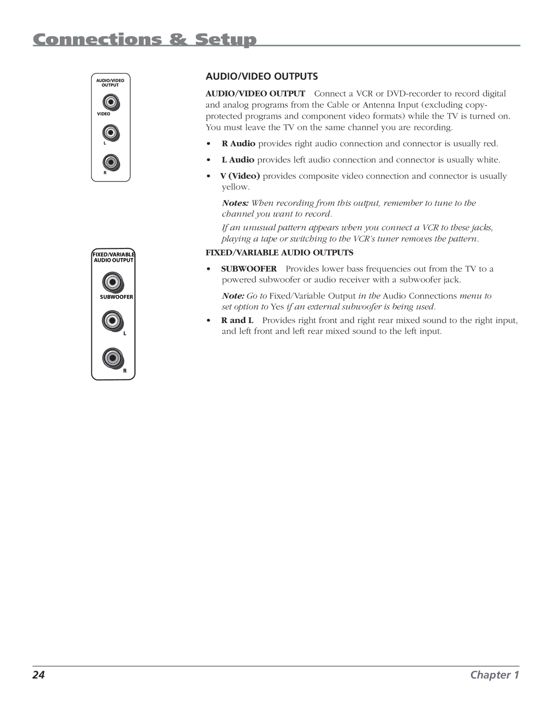 RCA HD61LPW62 manual AUDIO/VIDEO Outputs 