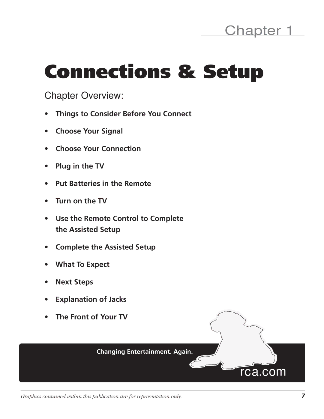 RCA HD61LPW62 manual Connections & Setup, Chapter Overview 