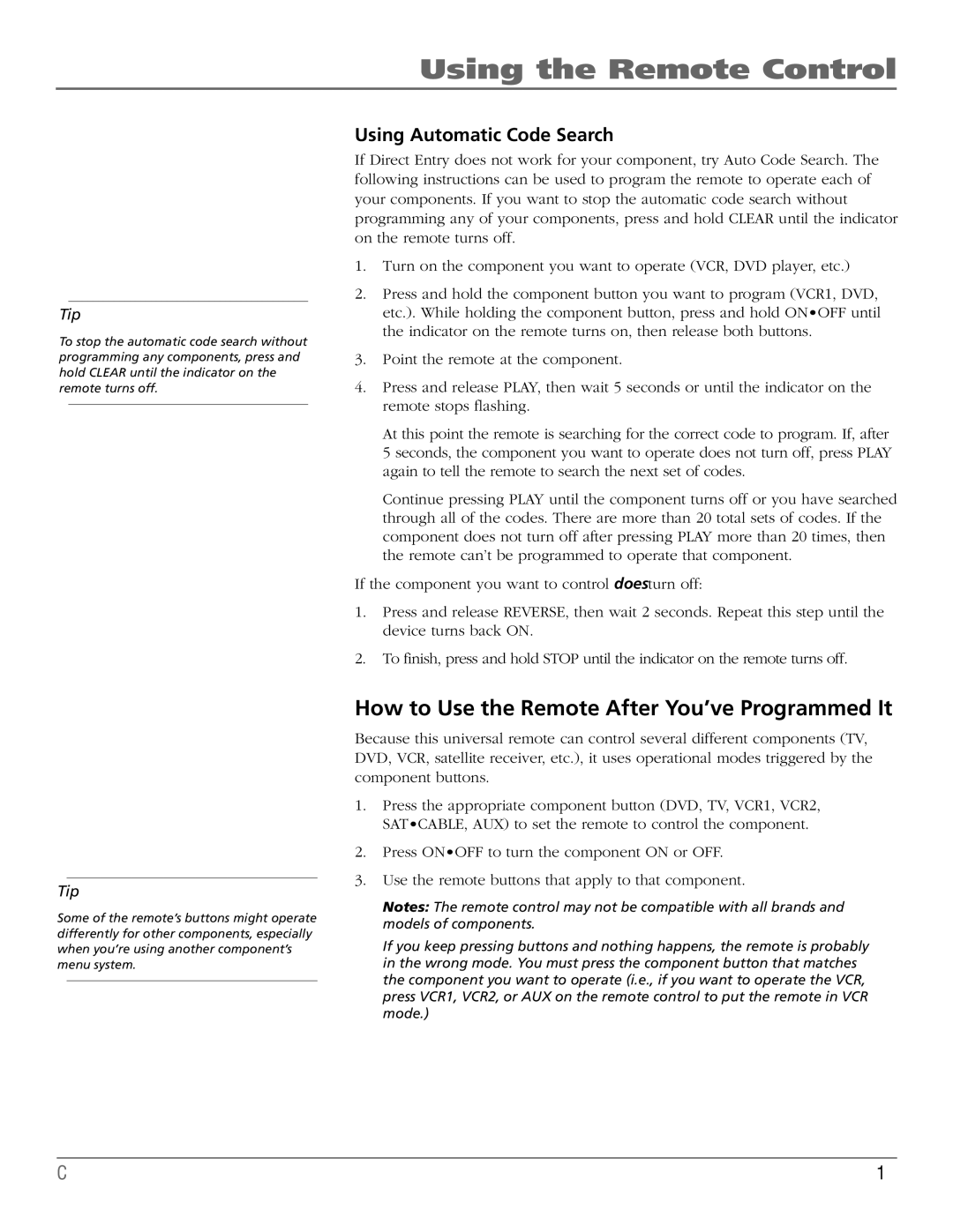 RCA HD65W40 manual How to Use the Remote After You’ve Programmed It, Using Automatic Code Search 