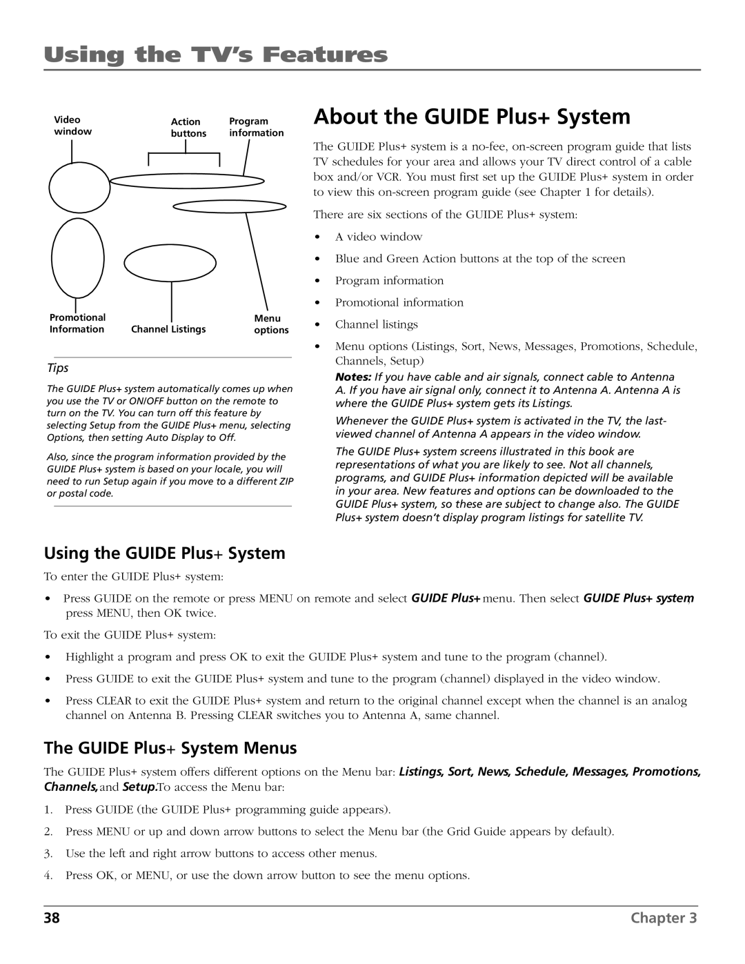 RCA HD65W40 manual About the Guide Plus+ System, Using the Guide Plus+ System, Guide Plus+ System Menus 