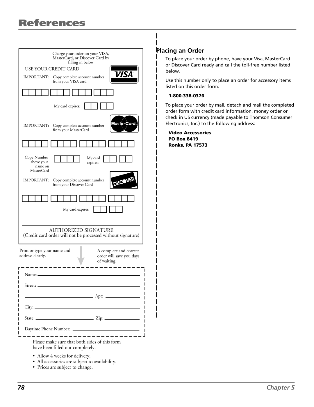 RCA HD65W40 manual Placing an Order, USE Your Credit Card 