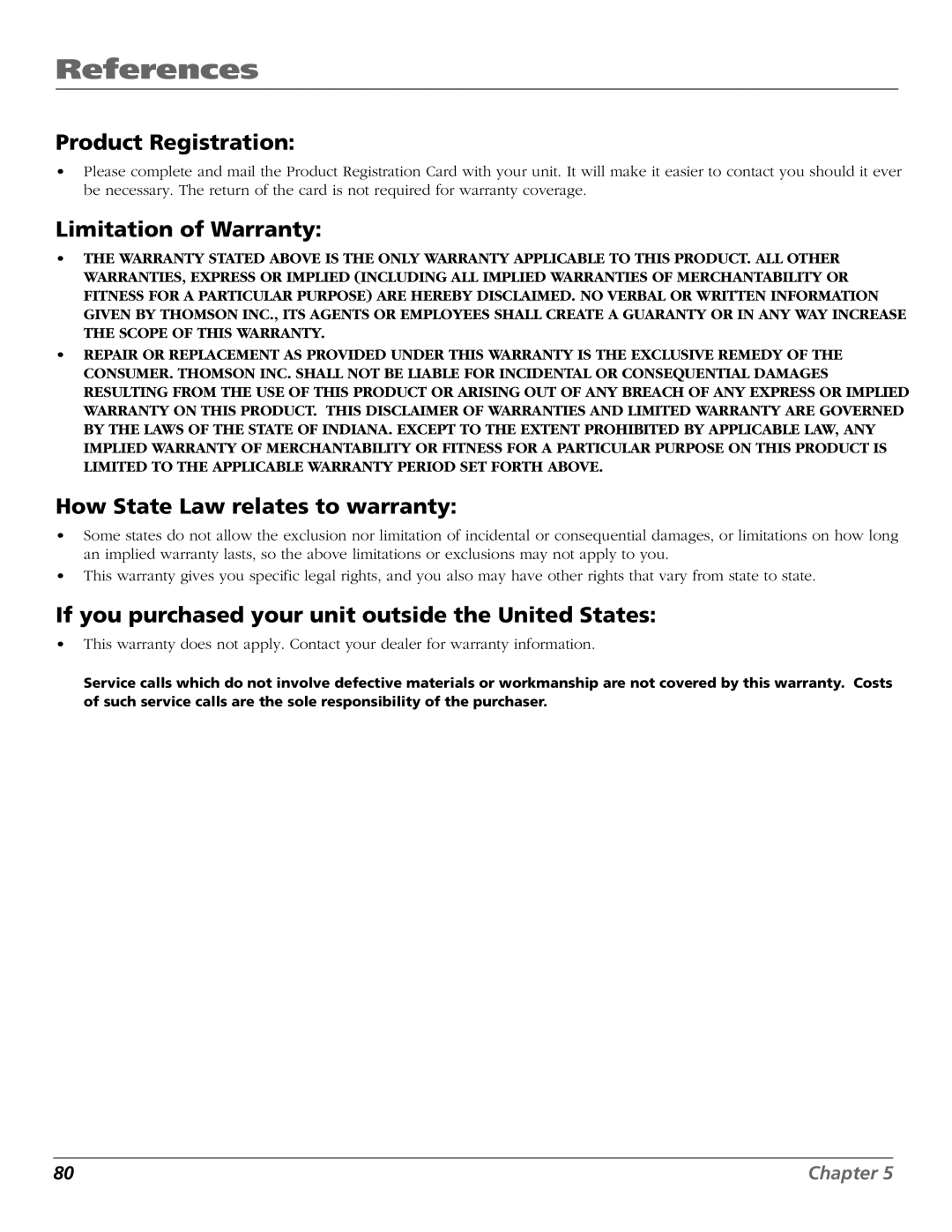 RCA HD65W40 manual Product Registration, Limitation of Warranty, How State Law relates to warranty 