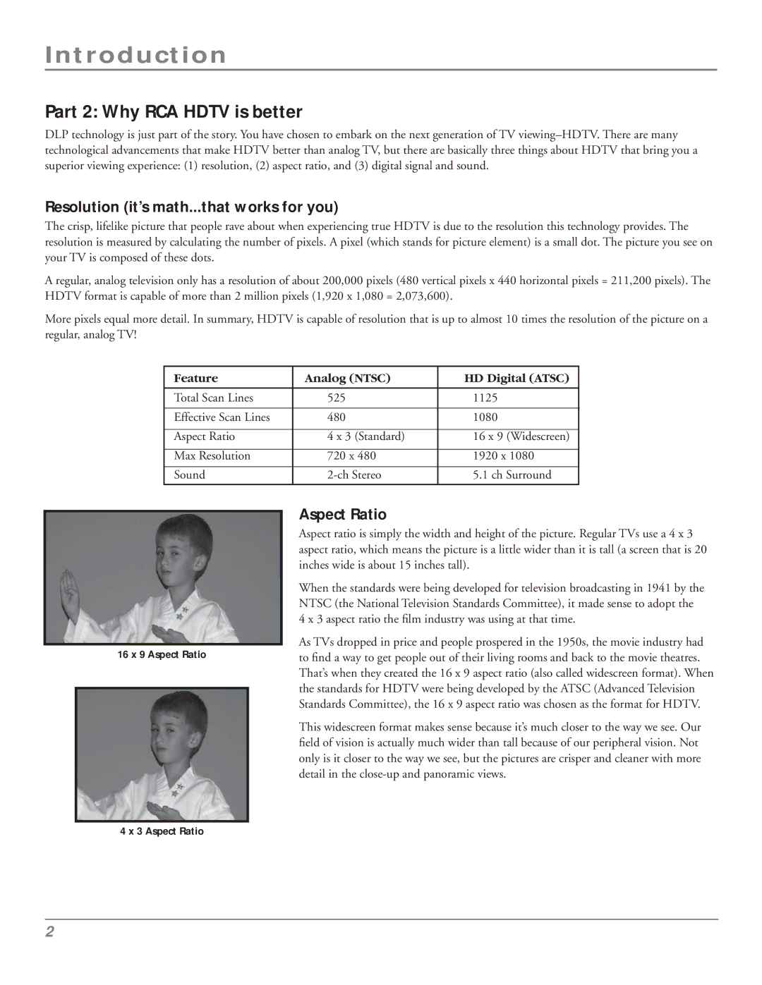 RCA HDLP50 manual Part 2 Why RCA Hdtv is better, Resolution it’s math...that works for you, Aspect Ratio 