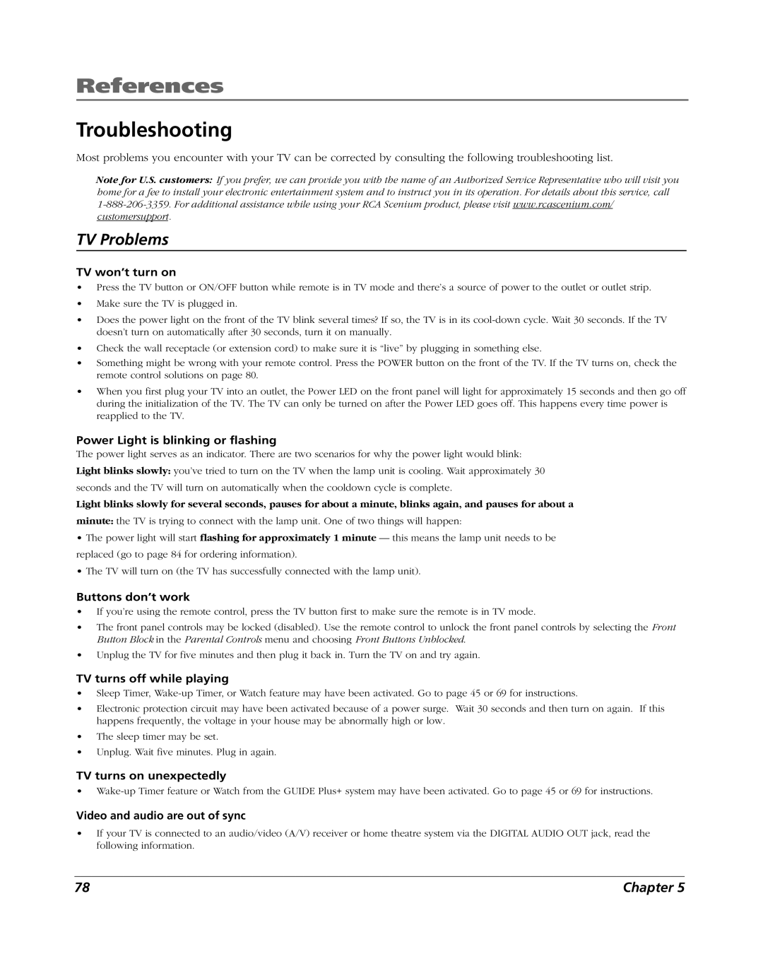 RCA HDLP61 manual References, Troubleshooting 