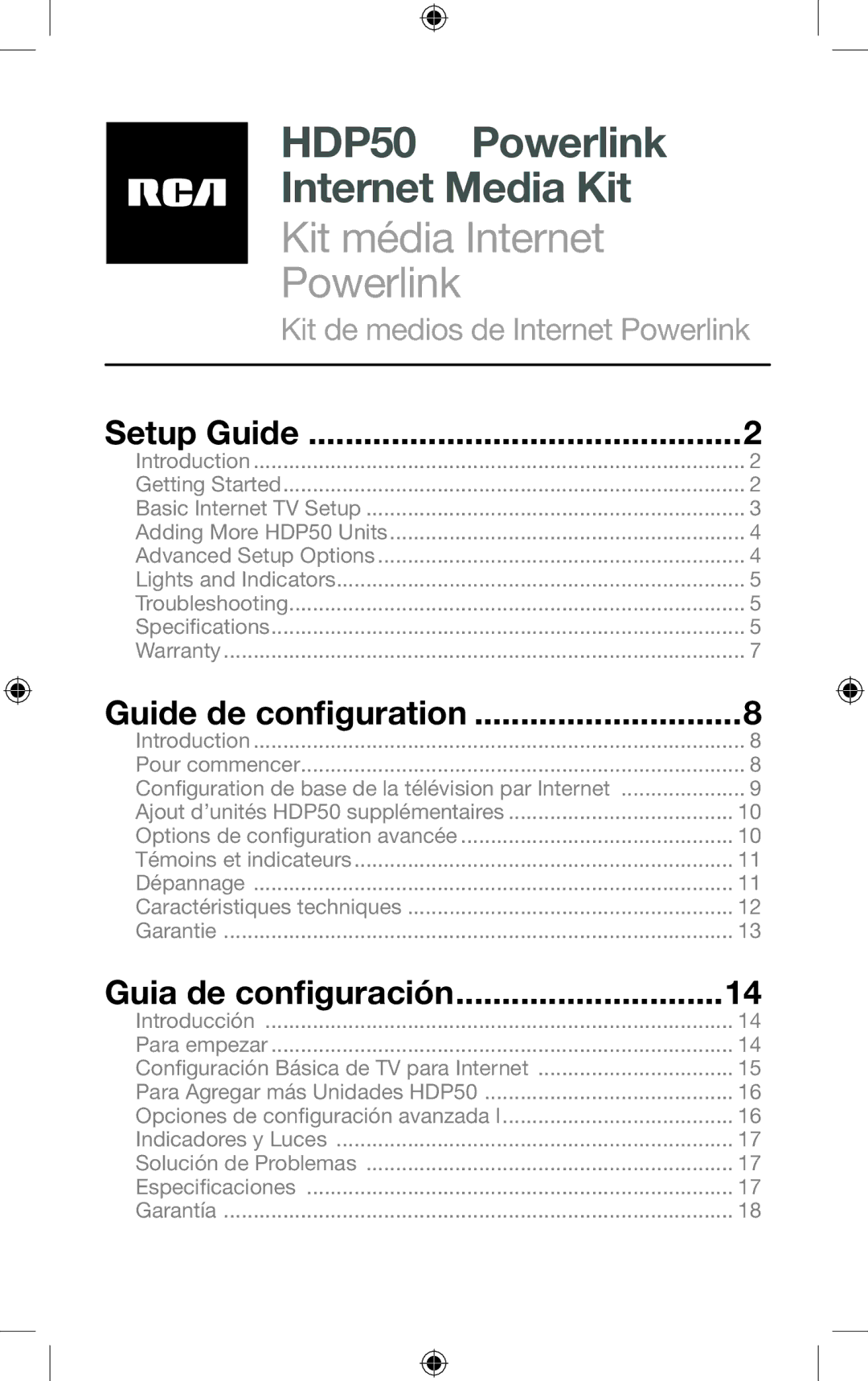 RCA setup guide HDP50 Powerlink Internet Media Kit 