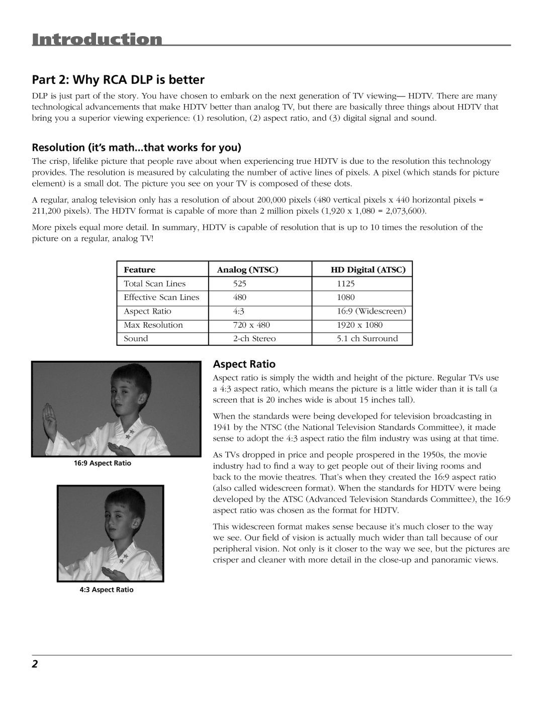 RCA HDTV manual Part 2 Why RCA DLP is better, Resolution it’s math...that works for you, Aspect Ratio 