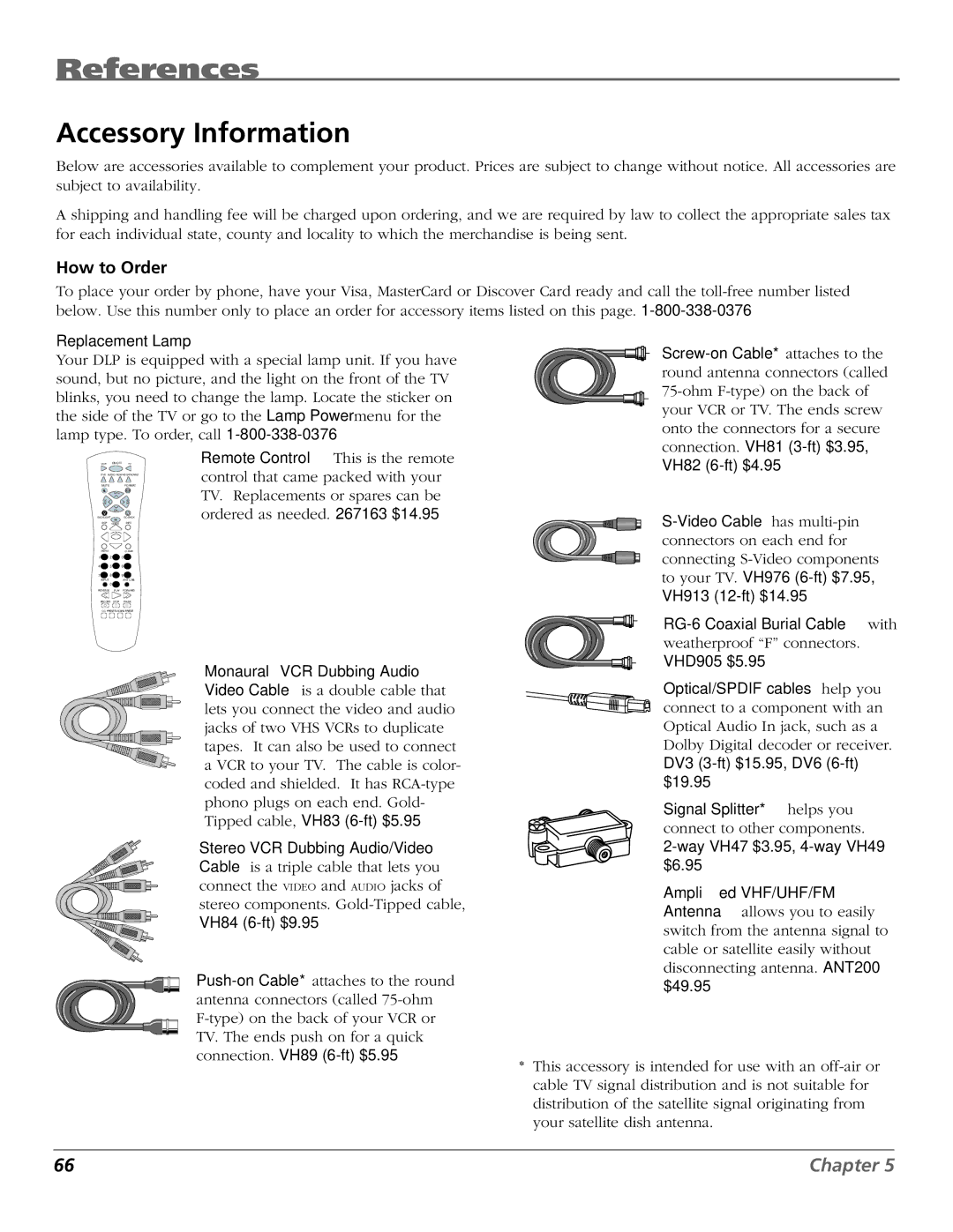 RCA HDTV manual Accessory Information, How to Order 