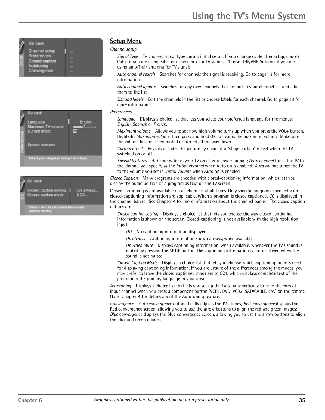 RCA HDTV/DVD Monitor manual Setup Menu, Channel setup 