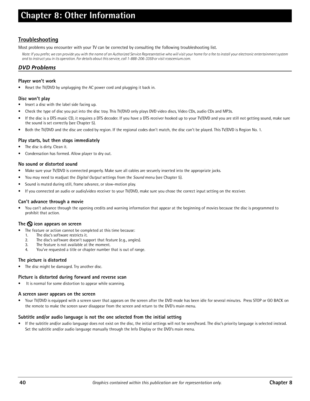 RCA HDTV/DVD Monitor manual Other Information, Troubleshooting 