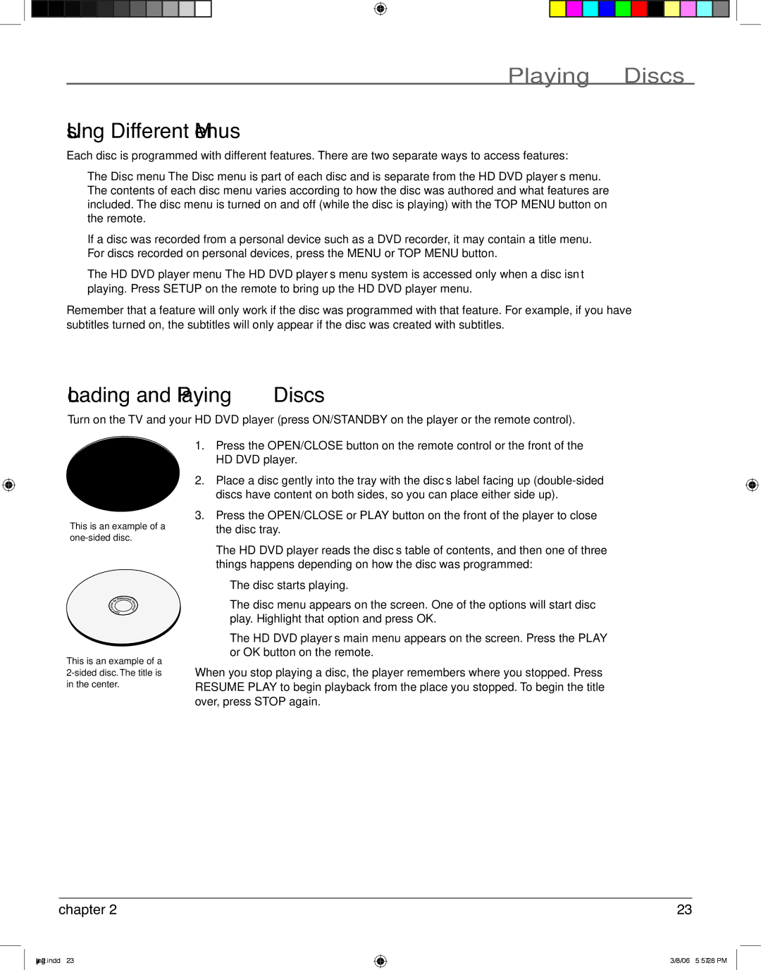 RCA HDV5000 manual Using Different Menus, Loading and Playing Discs 