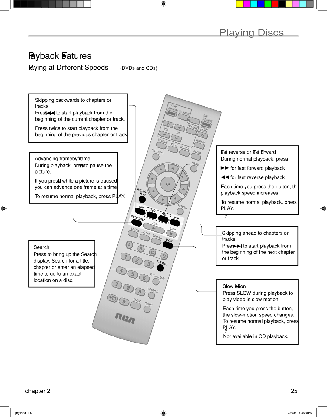 RCA HDV5000 manual Playback Features, Playing at Different Speeds DVDs and CDs 