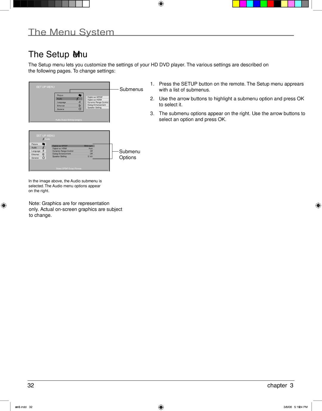 RCA HDV5000 manual Menu System, Setup Menu 