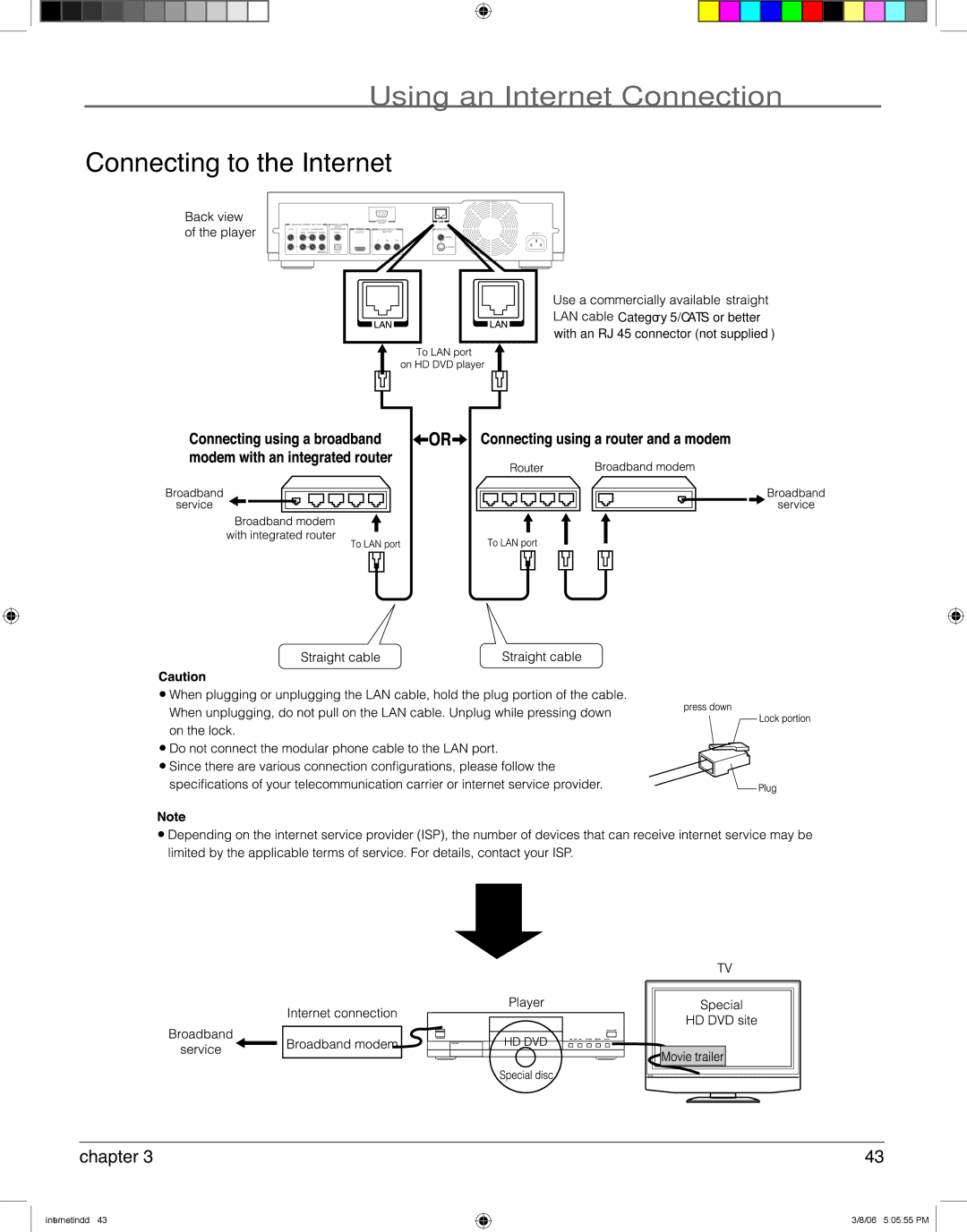 RCA HDV5000 manual Connecting to the Internet, Chapter 