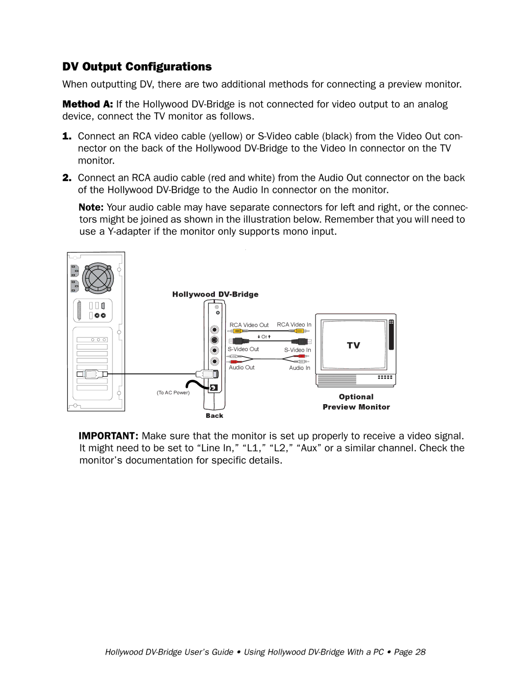 RCA Hollywood DV-Bridge manual DV Output Configurations 