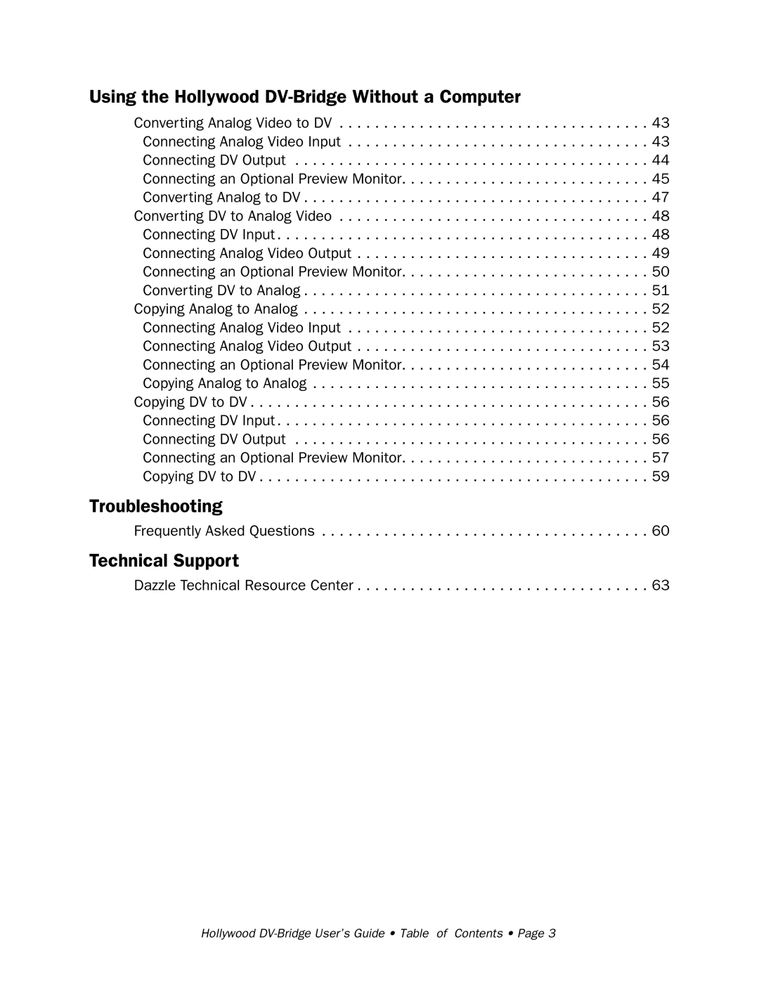 RCA Hollywood DV-Bridge manual Troubleshooting 