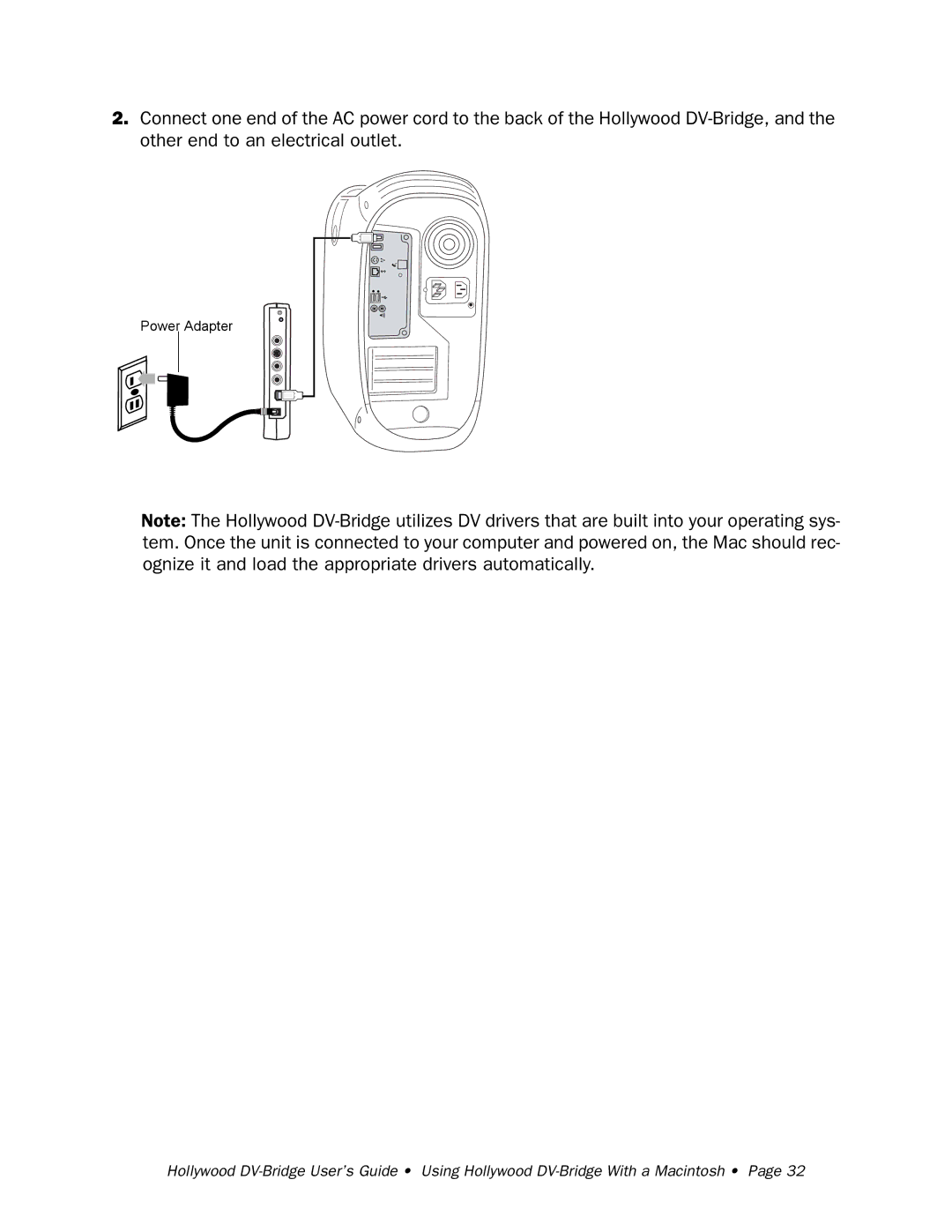 RCA Hollywood DV-Bridge manual Power Adapter 