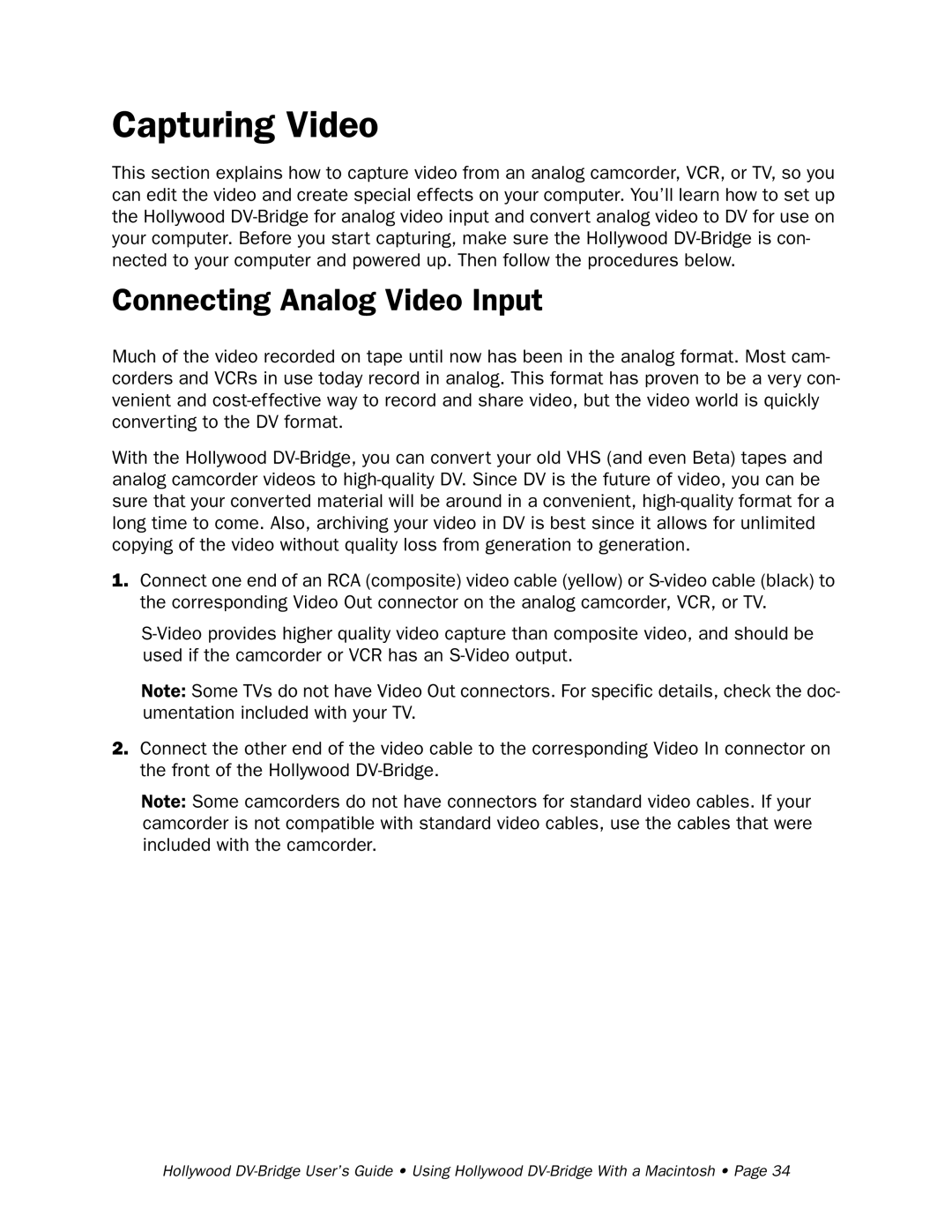 RCA Hollywood DV-Bridge manual Capturing Video 