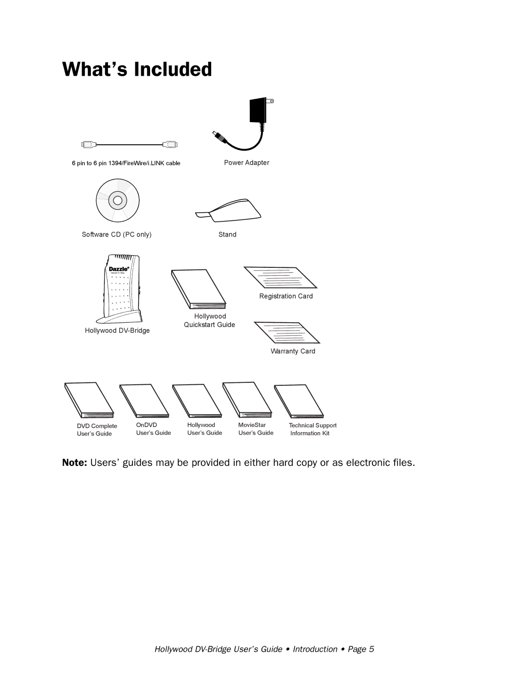 RCA Hollywood DV-Bridge manual What’s Included 