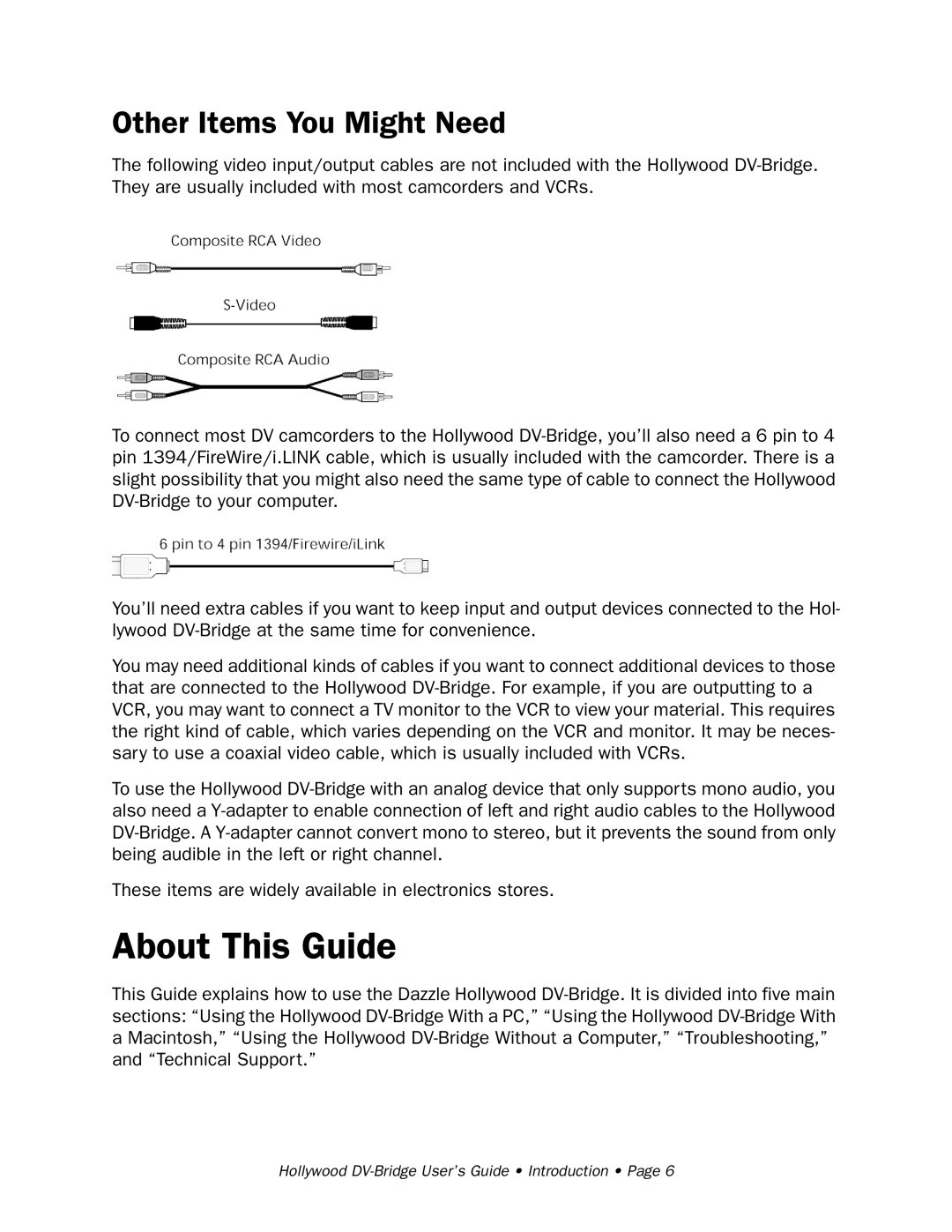 RCA Hollywood DV-Bridge manual About This Guide, Other Items You Might Need 