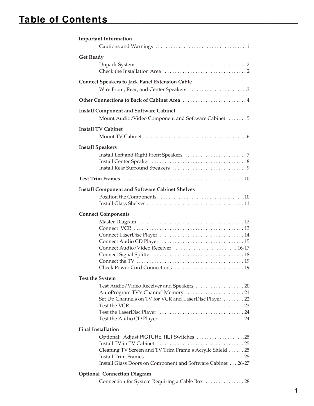 RCA HT35752BD manual Table of Contents 