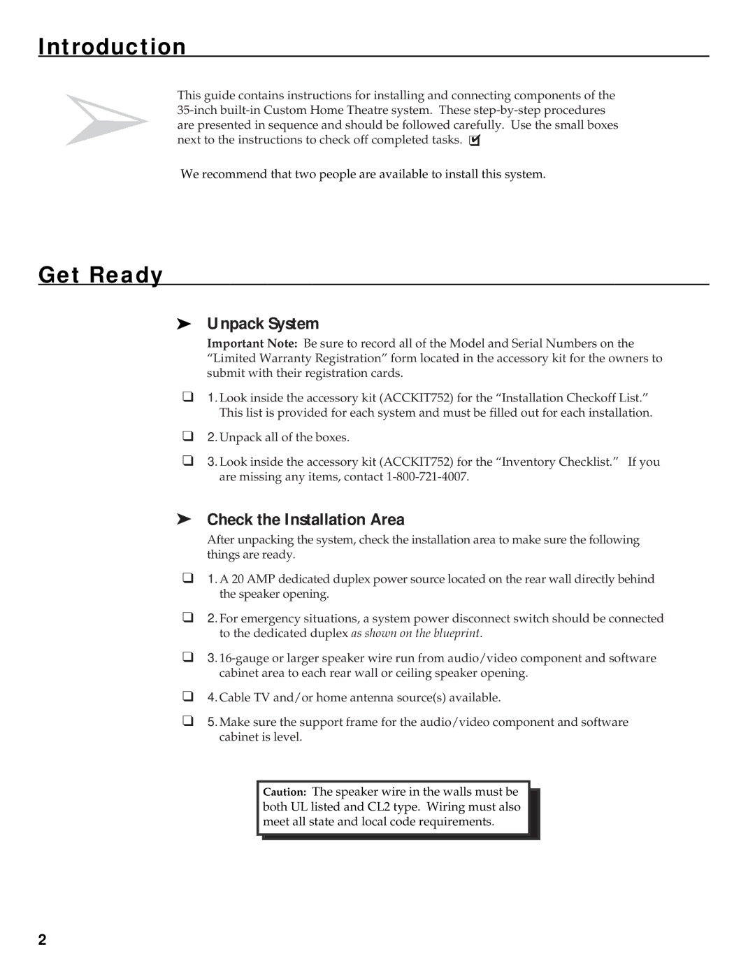 RCA HT35752BD manual Introduction, Get Ready, Unpack System, Check the Installation Area 