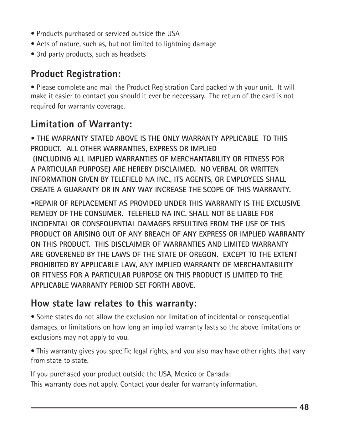 RCA IP110 manual Product Registration, Limitation of Warranty, How state law relates to this warranty 