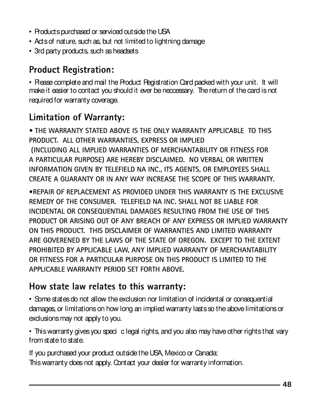 RCA IP120 manual Product Registration, Limitation of Warranty, How state law relates to this warranty 