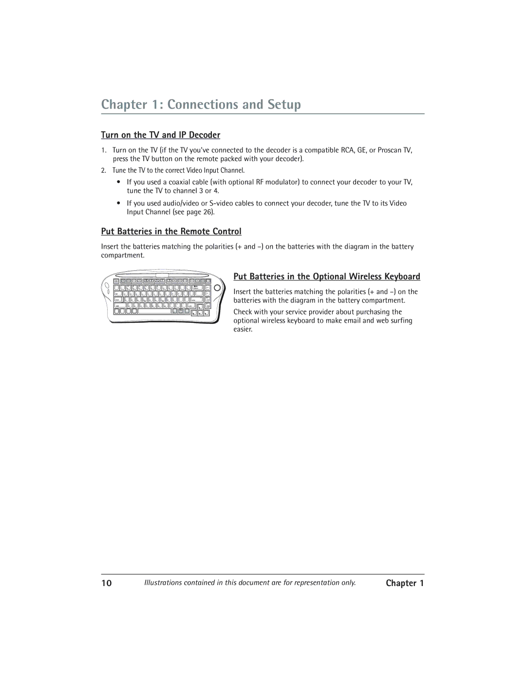 RCA IP900 manual Turn on the TV and IP Decoder, Put Batteries in the Remote Control 