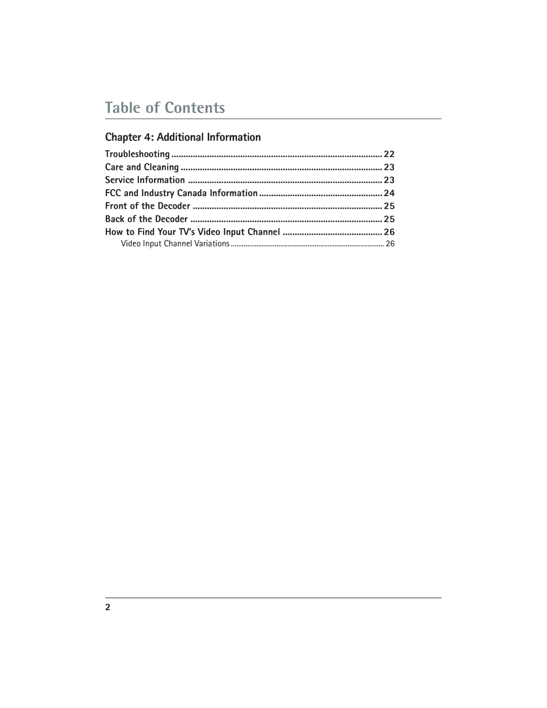 RCA IP900 manual Table of Contents 