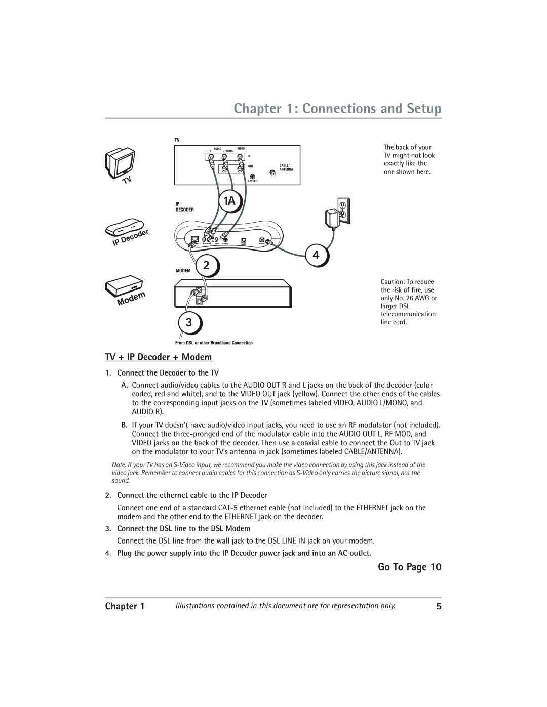 RCA IP900 manual Go To, TV + IP Decoder + Modem 