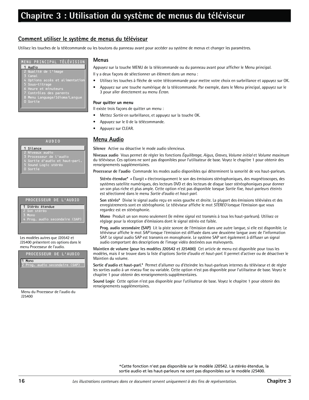 RCA J20542 Chapitre 3 Utilisation du systme de menus du tŽlŽviseur, Comment utiliser le système de menus du téléviseur 