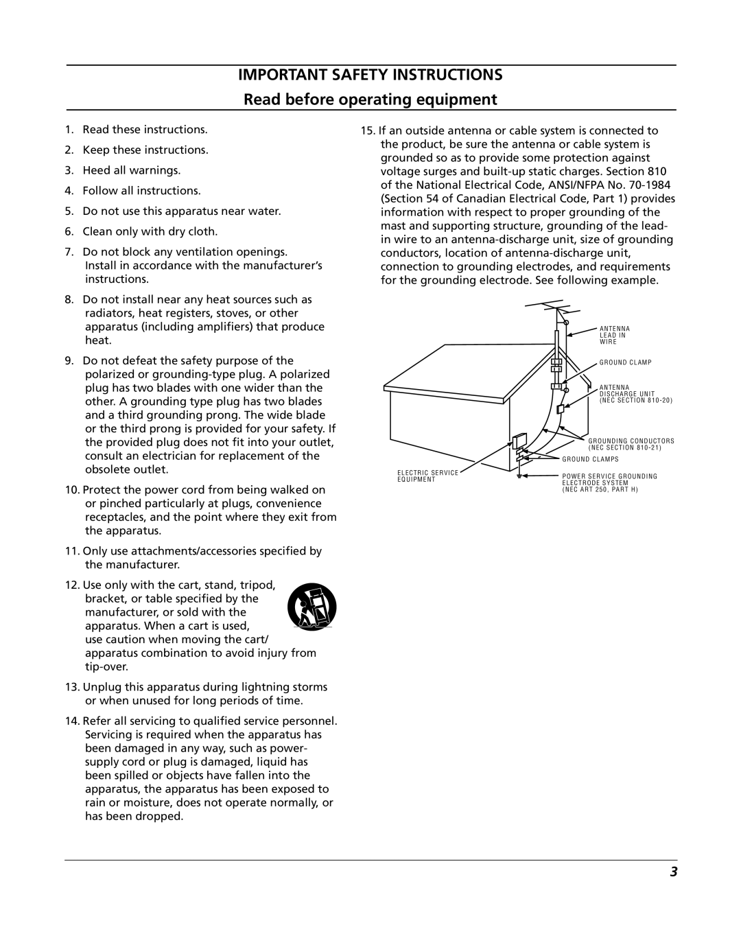 RCA J20F635 manual Read these instructions 