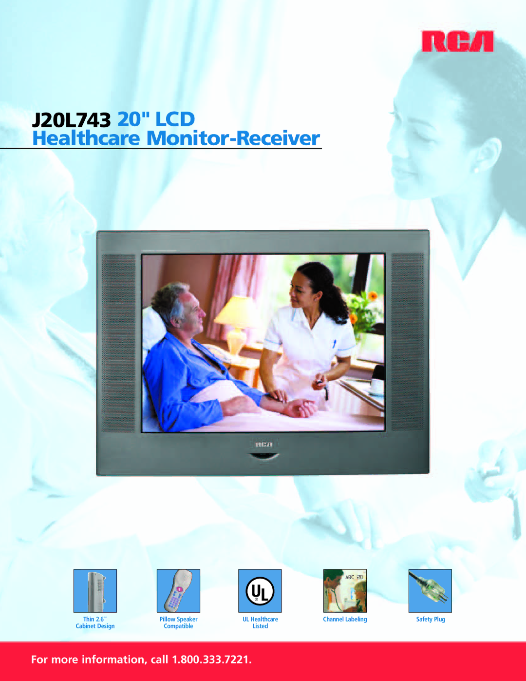 RCA J20L743 manual Healthcare Monitor-Receiver 