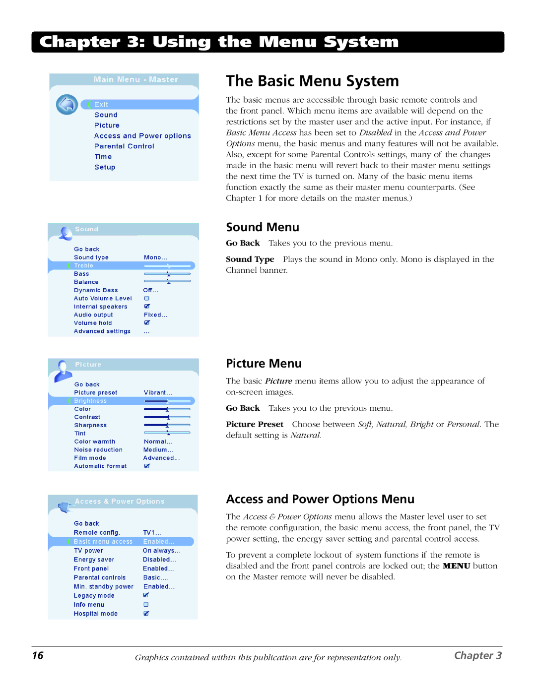 RCA J26L637L manual Basic Menu System, Picture Menu 