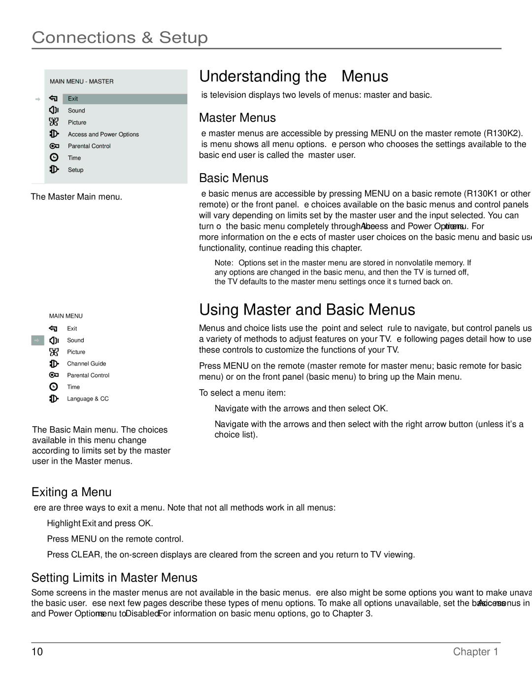 RCA J27F636 manual Understanding the Menus, Using Master and Basic Menus 