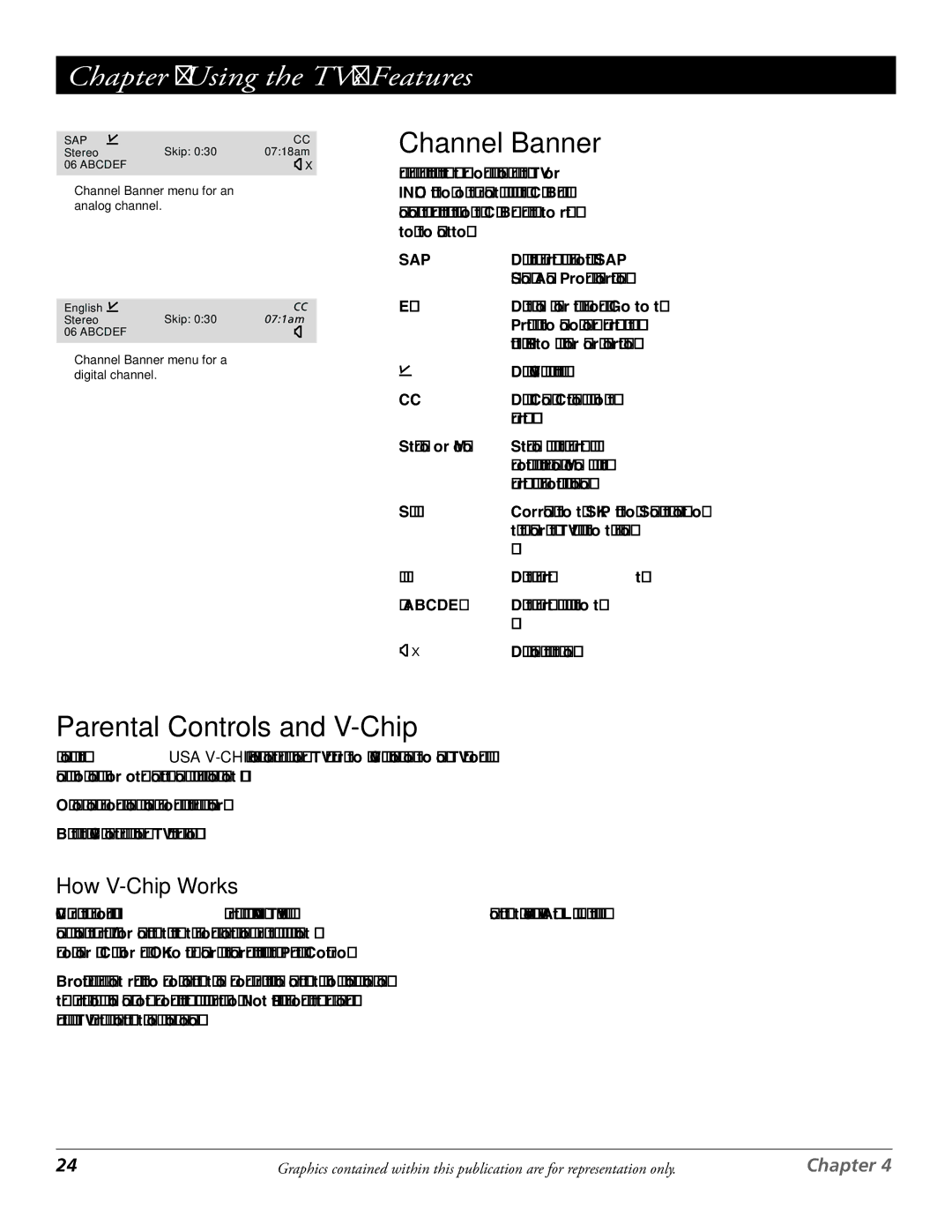 RCA J27F636 manual Channel Banner, Parental Controls and V-Chip, How V-Chip Works 