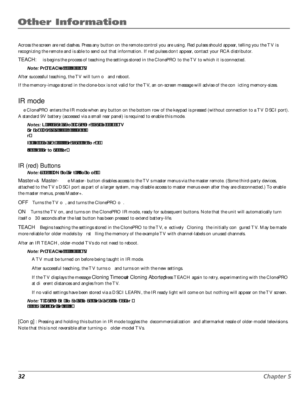 RCA J27F636 manual Other Information, IR mode, IR red Buttons 