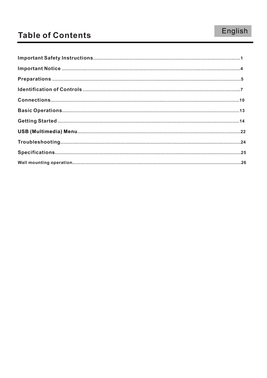 RCA J32BE220 user manual Table of Contents 