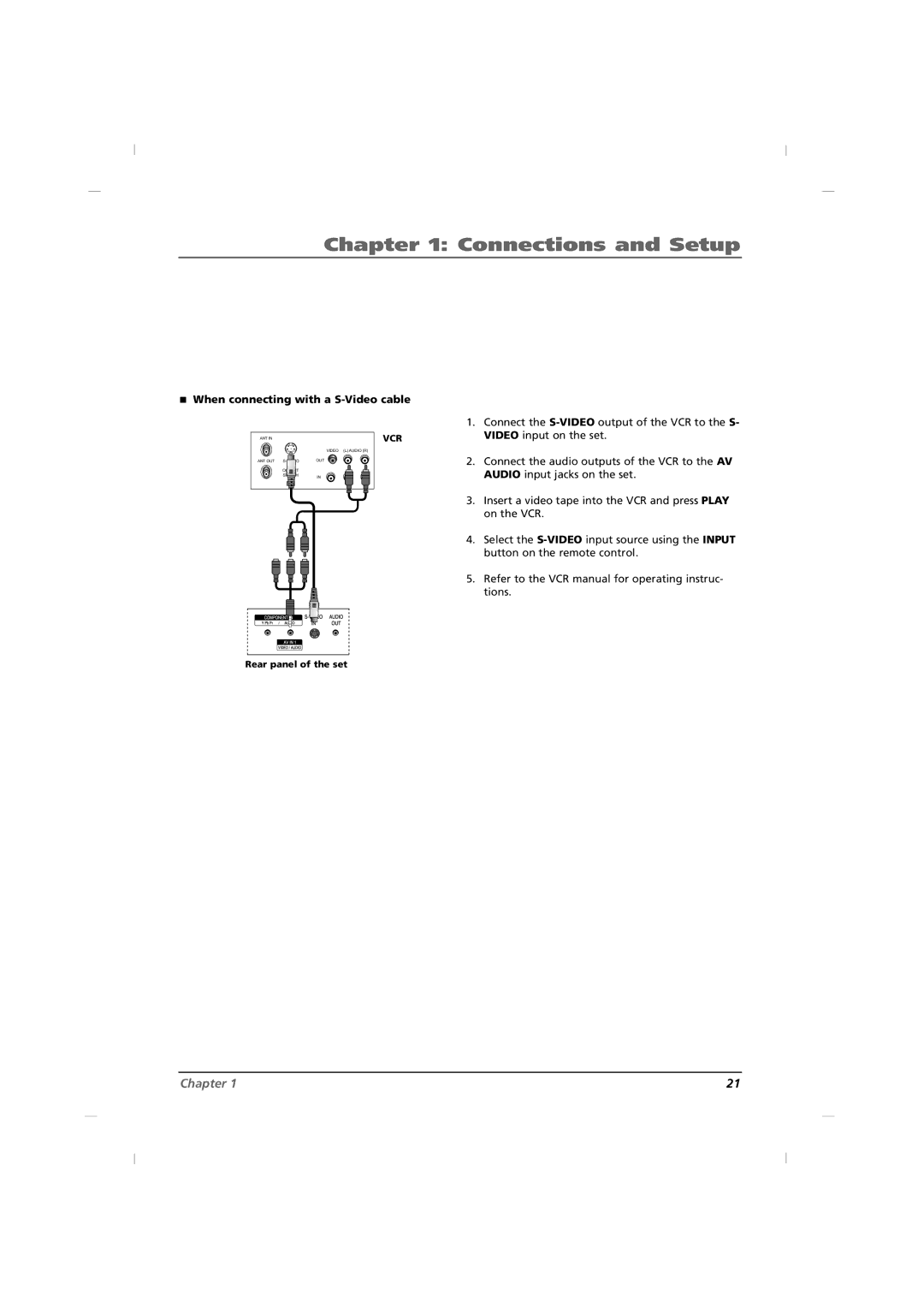 RCA J32HE720, J42HE820, J26HE820 manual When connecting with a S-Video cable 