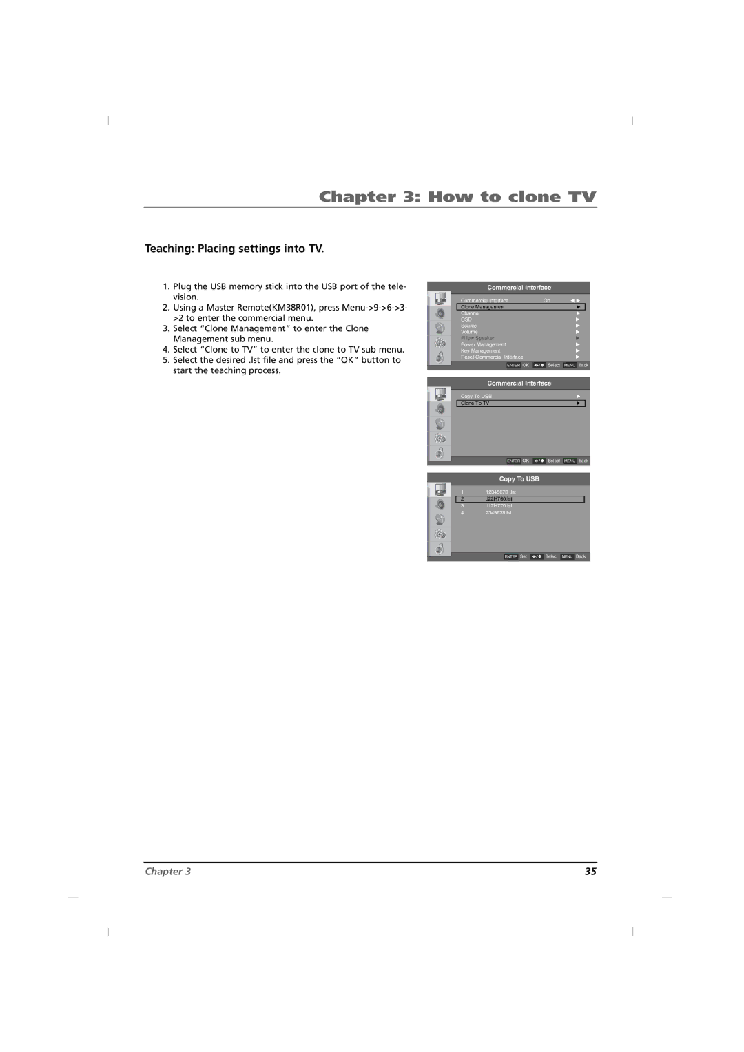 RCA J26HE820, J32HE720, J42HE820 manual How to clone TV, Teaching Placing settings into TV 