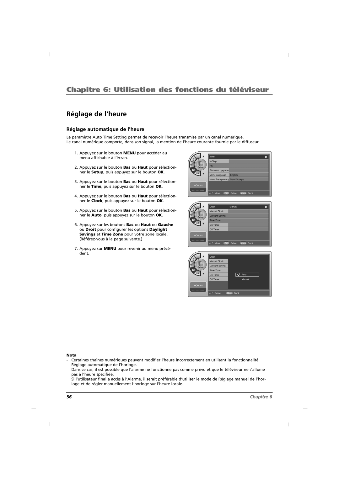 RCA J26HE840, J32HE740, J42HE840 manual Réglage de lheure, Réglage automatique de lheure 