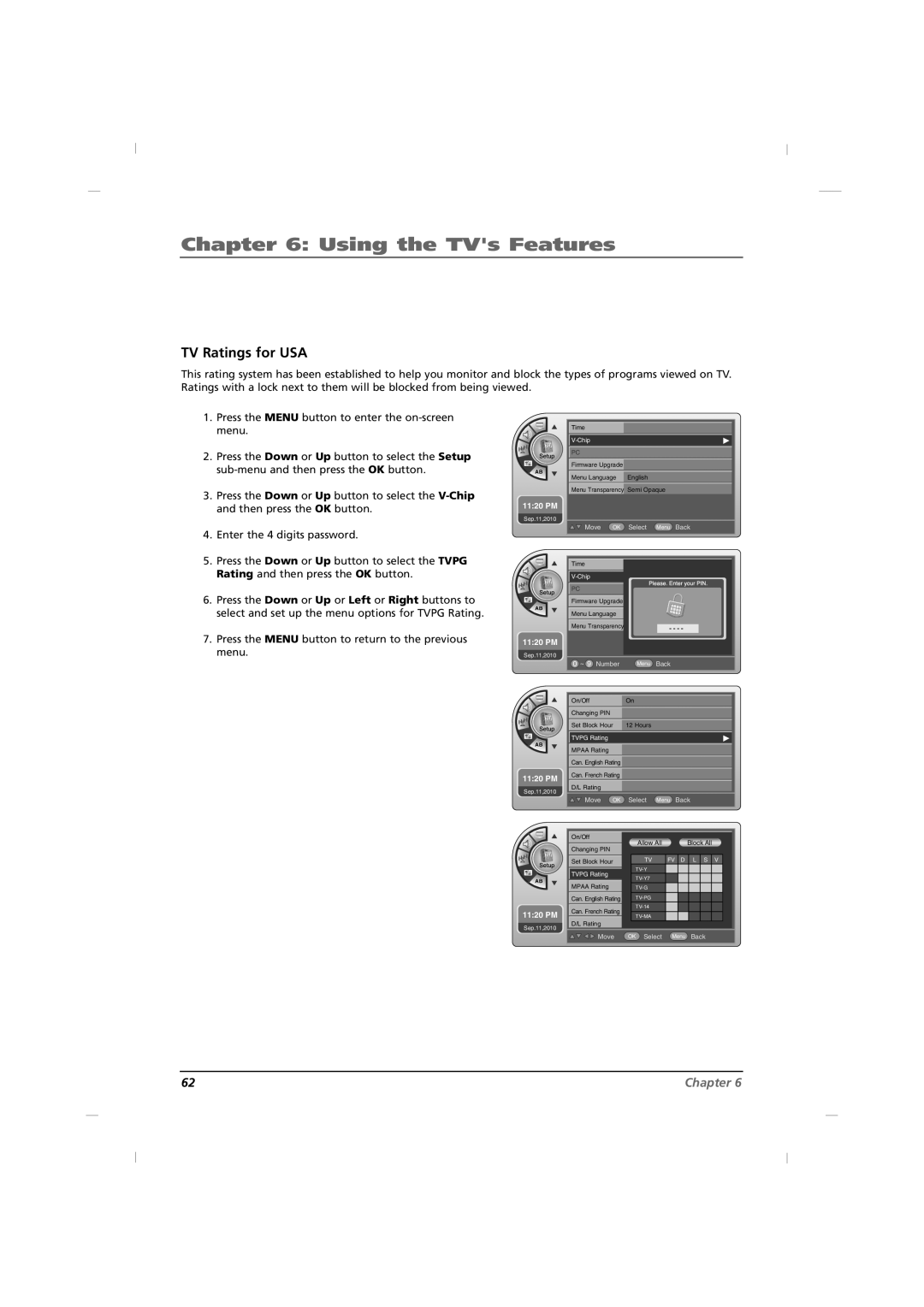 RCA J26HE840, J32HE740, J42HE840 manual TV Ratings for USA 