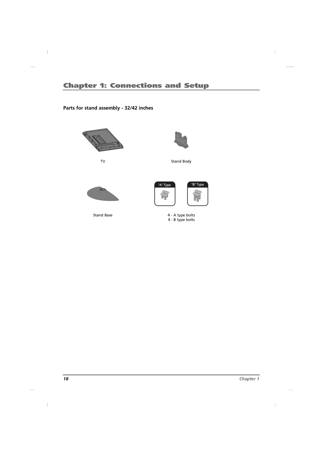 RCA J42C750, J32C750, J26C700 manual Parts for stand assembly 32/42 inches 