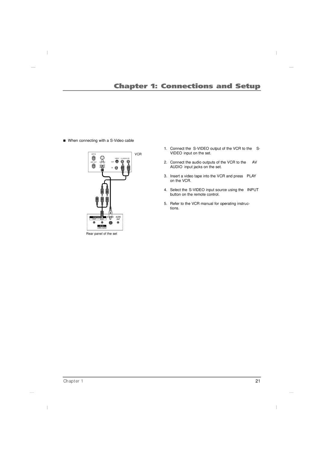 RCA J42CE820, J32CE720, J26CE820 manual When connecting with a S-Video cable 