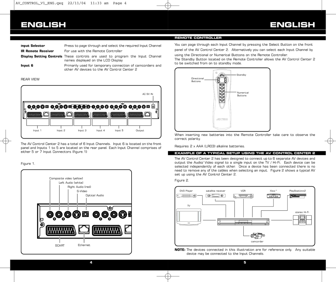 RCA JOYTECHTM AV CONTROL CENTER 2 manual Contents 