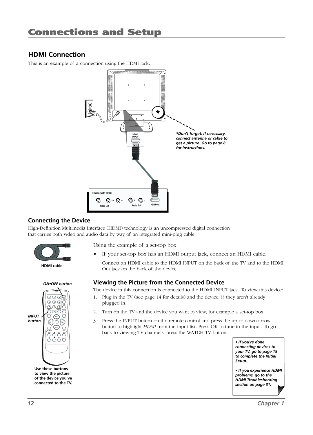 RCA L15D20 manual Hdmi Connection, Connecting the Device 