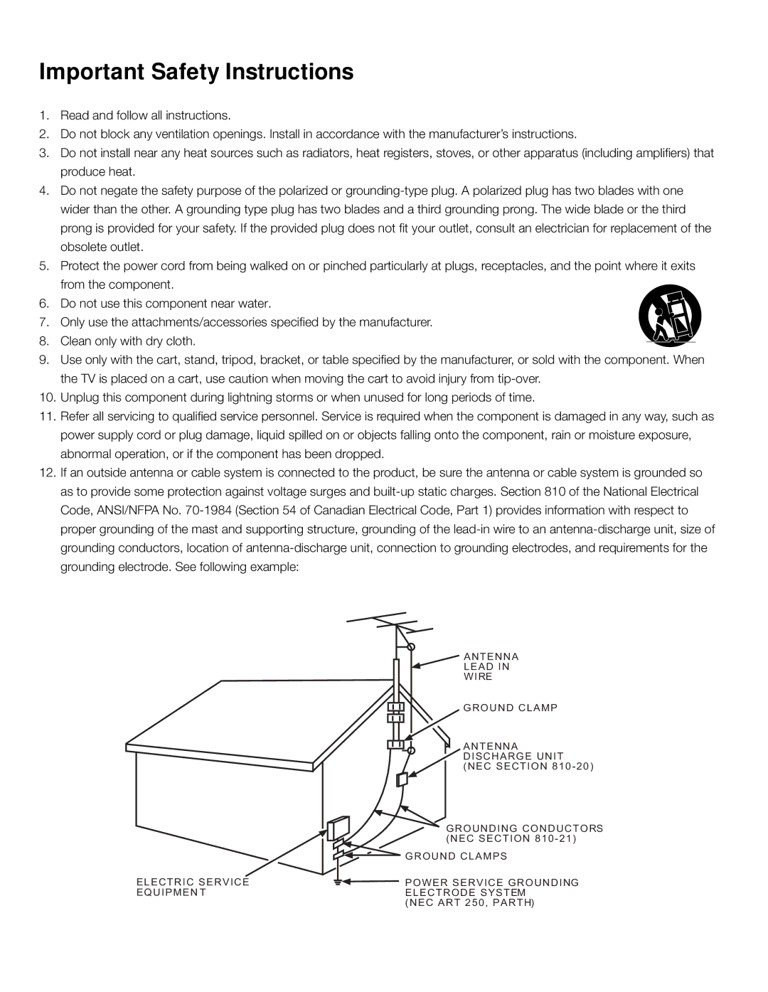 RCA L19HD41 warranty Important Safety Instructions 