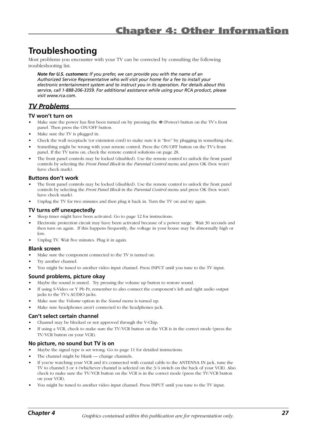 RCA L23W10, L2010, L1510 manual Other Information, Troubleshooting 